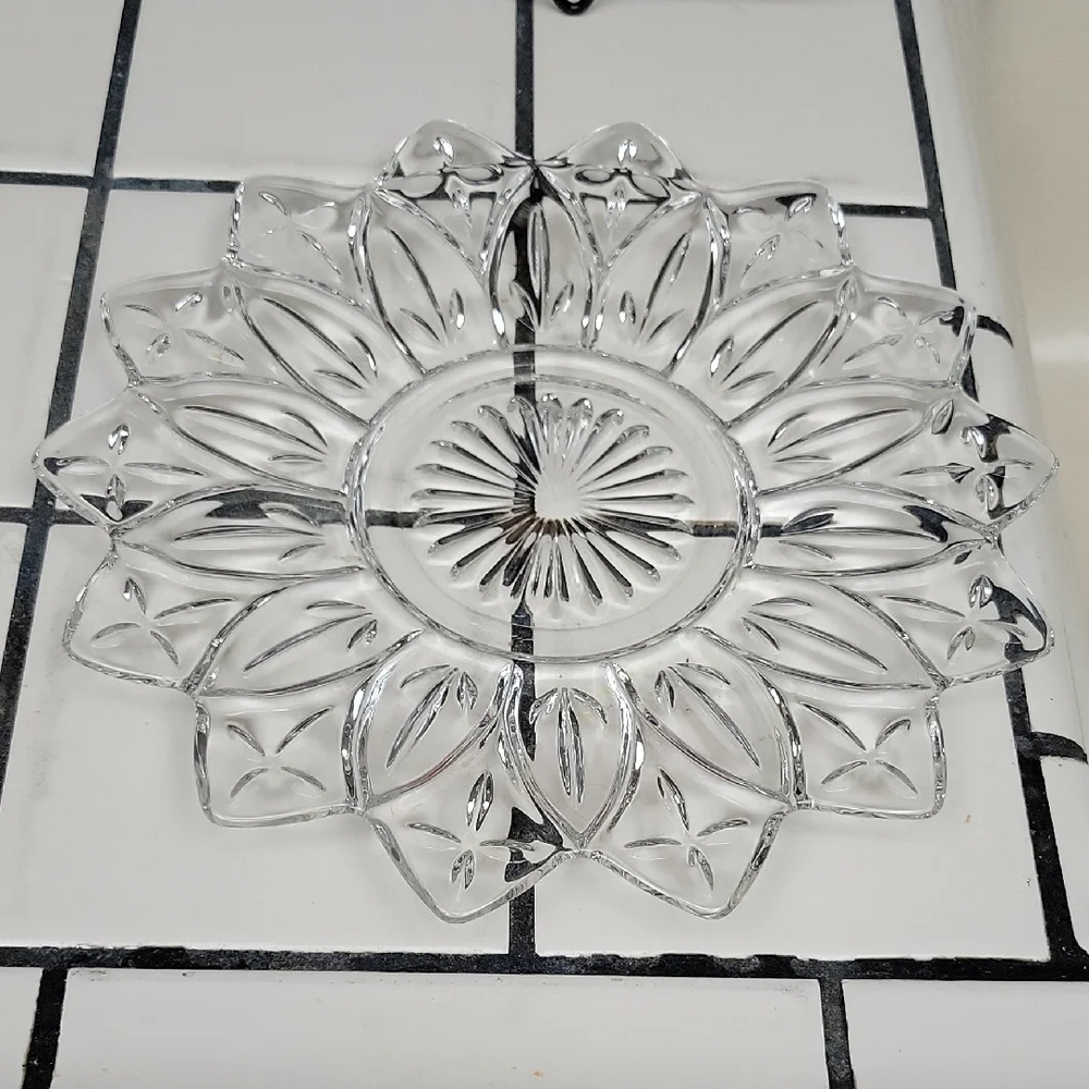 Federal Glass Petal Clear Dinner Plates-Two